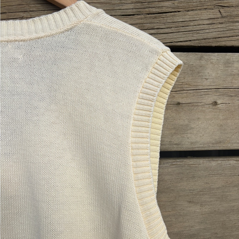 Vintage Susan Ed’s Preppy Ivory Knit Sweater Vest Sz Lg - Picture 11 of 12